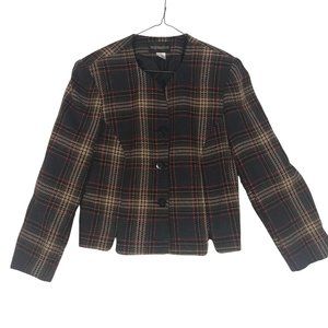 Requirements Vintage Womens Brown Plaid Blazer, Suit Top, Size‎ 12